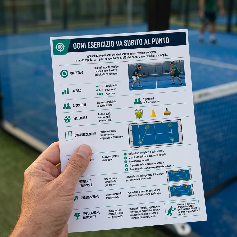 Esempio illustrato della guida di padel